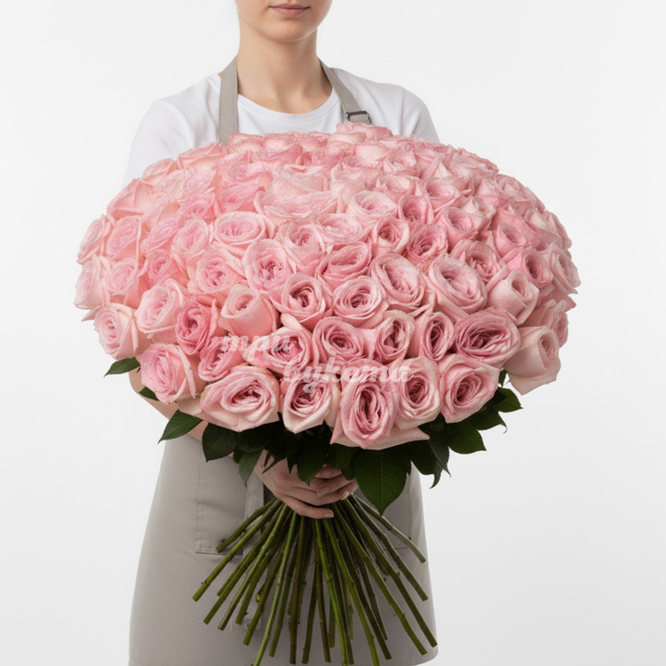 101 розовая роза (Premium) 80 см.