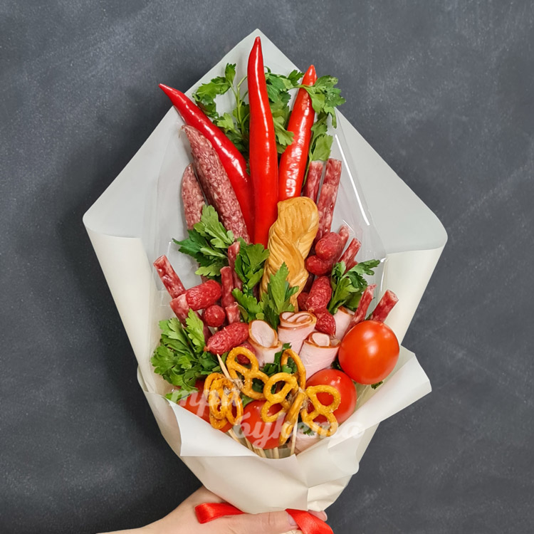 Букет из сыра и охотничьих колбасок (доп. фото)